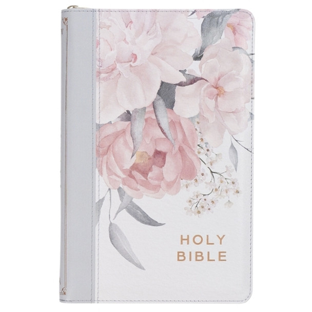 KJV Bible Deluxe Gift Faux Leather Floral Printed W/Zipper by Christian Art Gifts 9781639526765