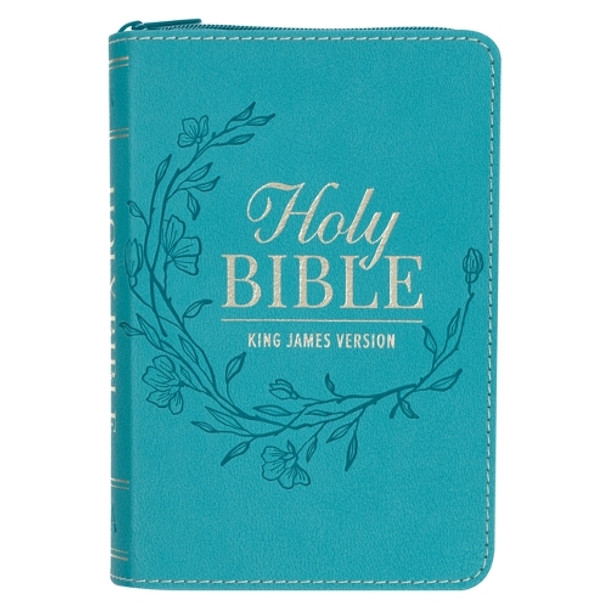 KJV Bible Pocket Faux Leather Teal W/Zipper by Christian Art Gifts 9781639526840