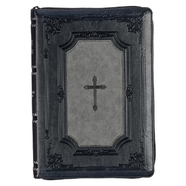 KJV Super Giant Print Bible Two-Tone Gray Faux Leather by  9781642728811
