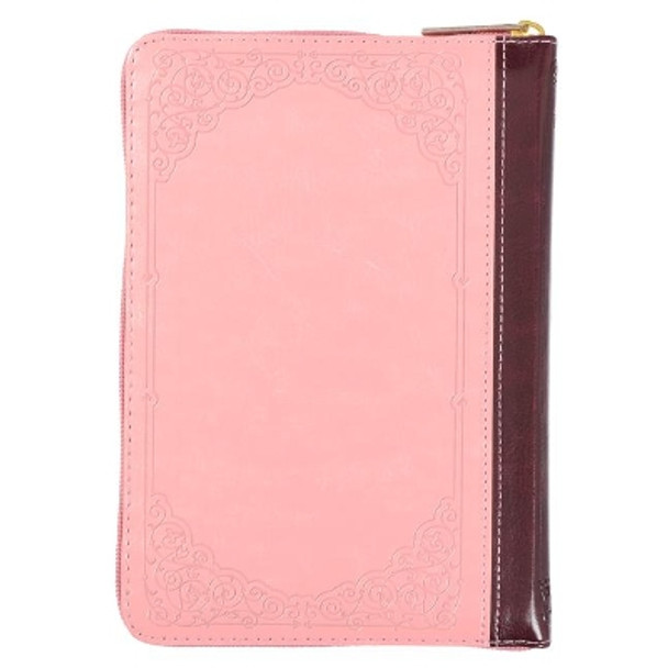 KJV Compact Bible Two-Tone Pink/Burgandy with Zipper Faux Leather by  9781642728675