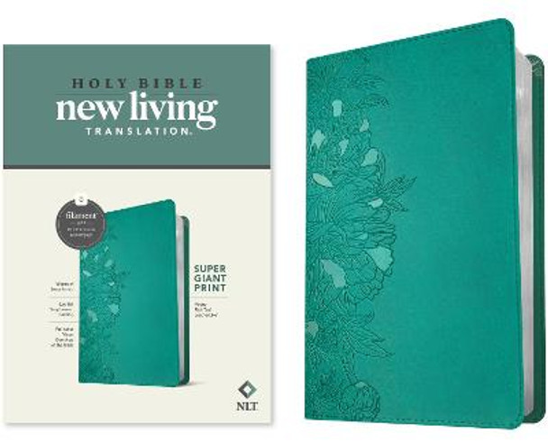 NLT Super Giant Print Bible, Filament Enabled Edition (Red Letter, Leatherlike, Peony Rich Teal) by Tyndale