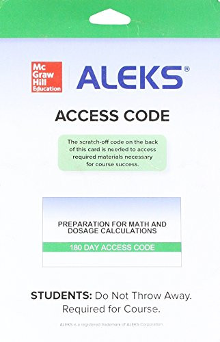 Aleks Prep for Math & Dosage Standalone Access Card by Kathryn A Booth 9780077481032