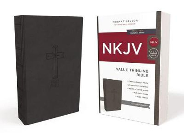 NKJV, Value Thinline Bible, Leathersoft, Black, Red Letter Edition, Comfort Print: Holy Bible, New King James Version by Thomas Nelson