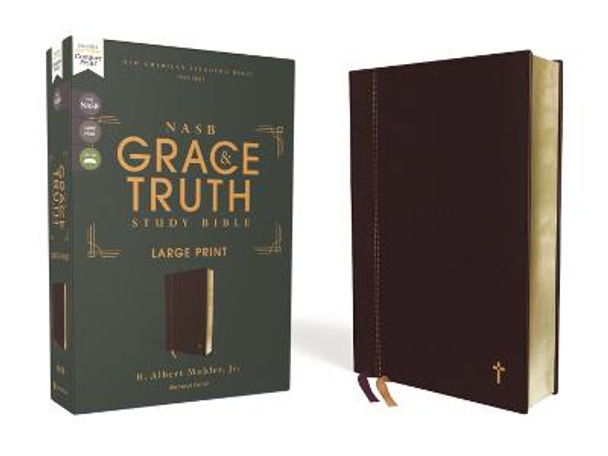 NASB, The Grace and Truth Study Bible, Large Print, Leathersoft, Maroon, Red Letter, 1995 Text, Comfort Print by R. Albert Mohler, Jr.