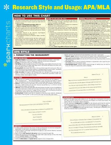 Research Style & Usage: APA/MLA SparkCharts by SparkNotes 9781411470774