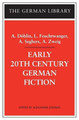 Early 20th Century German Fiction by Alfred Doblin 9780826414557