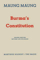Burma's Constitution by Dr. Maung Maung 9789401182263