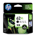 Genuine HP 62XL Black Ink Cartridge, HP brand, black color, high capacity ink cartridge packaging.