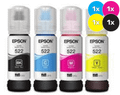 Epson T522 Ink Cartridge Multi Pack, four color bottles, black, cyan, magenta, yellow, Epson 522.