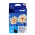 Brother LC39 Cyan Ink Cartridge packaging with white flowers on a blue background.