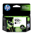 Genuine HP OfficeJet 950XL Black Ink Cartridge, HP branded, in original packaging with green accents.