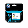 Genuine HP DesignJet 711 Yellow Ink Cartridge packaging with blue butterflies and HP logo displayed. Genuine HP DesignJet 711 Yellow Ink Cartridge packaging with blue butterflies and HP logo displayed.