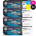 HP PageWide 975X Ink Cartridge Value Pack, 2x Black, 1x Cyan, 1x Magenta, 1x Yellow.