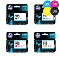 HP 915 Ink Cartridge Value Pack, 12-pack, includes 3x Black, 3x Cyan, 3x Magenta, 3x Yellow.