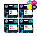 HP 915 Ink Cartridge Value Pack, 16 cartridges, 4 each black, cyan, magenta, yellow, original HP.