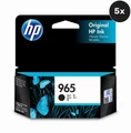 HP 965 Black Ink Cartridge, 5-pack, original HP product with butterfly design packaging.