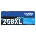Brother TN258XL Cyan Toner Cartridge box packaging with blue and black design and white text.