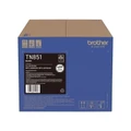 Brother TN851 Black Toner Cartridge box with barcode and product information on a blue background. Brother TN851 Black Toner Cartridge box with barcode and product information on a blue background.