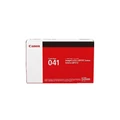 Canon printer ink cartridge box, model 041, red and white packaging with black stripe. Canon printer ink cartridge box, model 041, red and white packaging with black stripe.