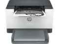 HP Genuine Laserjet M209dw A4 Mono Laser Printer, white and black, with paper in tray.