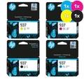 HP 937 Ink Cartridge Value Pack, four cartridges, cyan, magenta, yellow, black, HP brand packaging. HP 937 Ink Cartridge Value Pack, four cartridges, cyan, magenta, yellow, black, HP brand packaging.