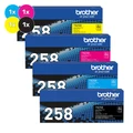 Brother TN-258 Toner Cartridge Bundle Pack, 4-pack, Black, Cyan, Magenta, Yellow, printer supplies.