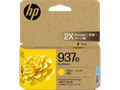 Genuine HP 937e Yellow High Yield Ink Cartridge, brown box with yellow and black accents shown.