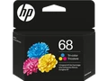 Genuine HP 68 Tri-Colour Ink Cartridge, black box with colorful flowers and HP logo displayed.