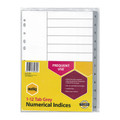 Marbig A4 Polypropylene Dividers, 1-12 Tab, Grey, Numerical Indices, Genuine product packaging.