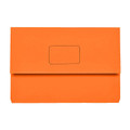 Marbig Slimpick Foolscap Document Wallet, orange, genuine, rectangular with a flap and label area.