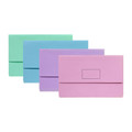 Marbig Slimpick Foolscap Document Wallets in pastel pink, purple, blue and green, 10 pack stationery set.