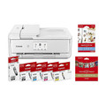 Canon TS9565a printer with ink cartridges and paper, white color, Value Bundle packaging included.