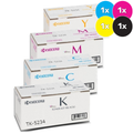 Kyocera TK-5234 Bundle Pack, four toner cartridges, white boxes, Kyocera branding, colored labels.