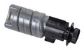 OKI MC554 HY Black Toner cartridge with silver and black design, angled on white background.
