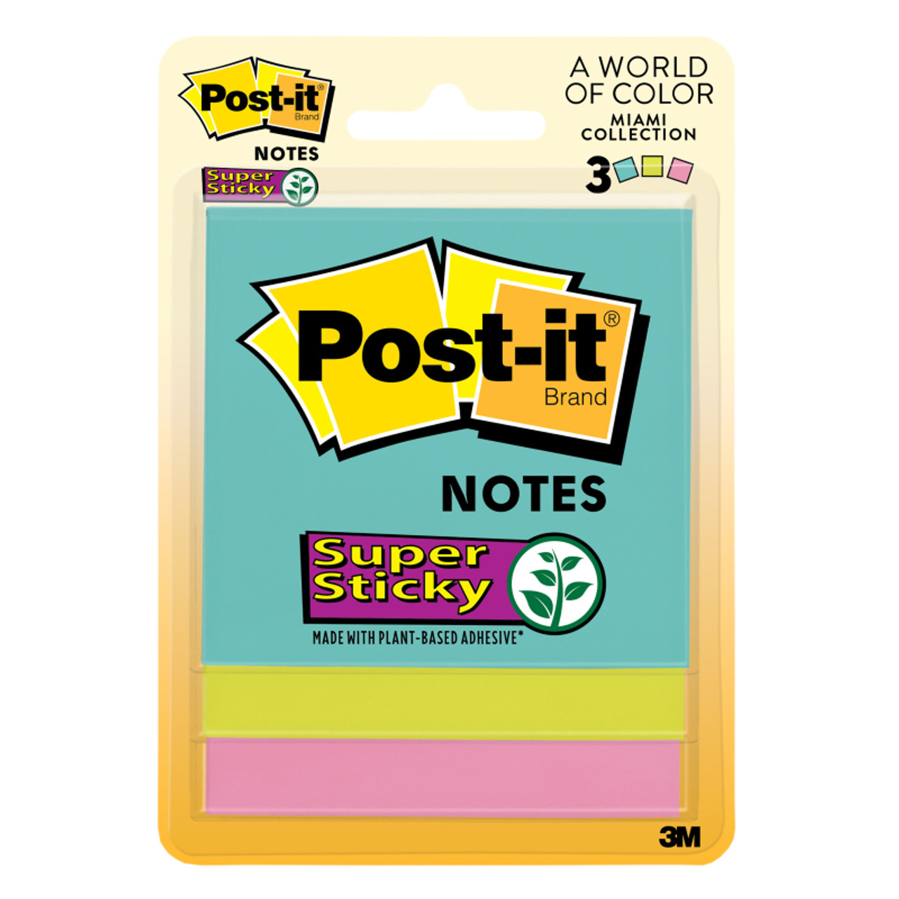 Pack-n-Tape  3M 3432-SSMIA Post-it Super Sticky Notes, Assorted