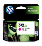 Genuine HP 951XL Magenta Ink Cartridge, HP OfficeJet, green and black packaging, large magenta ink cartridge.