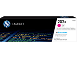 HP Genuine 202X Magenta Toner Cartridge box with LaserJet branding and product details displayed clearly.