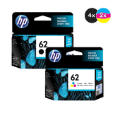 HP 62 Ink Cartridge Value Pack, 4 Black and 2 Tri-Colour, HP brand packaging shown.