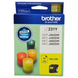 Brother LC231 Yellow Ink Cartridge, genuine Brother product, yellow color, compatible with various Brother printers.