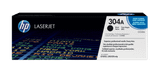 HP Genuine 304A Black Toner Cartridge, LaserJet printer supplies, genuine HP product packaging.