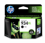 Genuine HP OfficeJet 934XL Black Ink Cartridge, 2.5X more, in original packaging, HP branding visible.