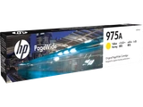 Genuine HP 975A Yellow Pagewide Ink Cartridge, HP brand, yellow color, original packaging visible.