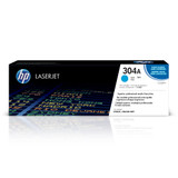 HP Genuine 304A Cyan Toner Cartridge for HP COLOR LASERJET CM2320, genuine cyan printer toner by HP in original packaging.
