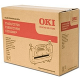OKI printer fuser unit box for ES6410/6412/7411/7412 models, 60,000 pages capacity, brown packaging.