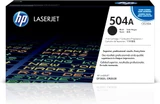 HP Genuine 504A Black Toner Cartridge for HP COLOR LASERJET CM3530, genuine HP product, black ink, compatible with LaserJet printers.