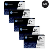 HP 80A Toner Cartridges   - Includes: [5 x Black]