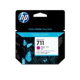 Genuine HP DesignJet 711 Magenta Ink Cartridge, HP branded, magenta color, packaged in retail box.