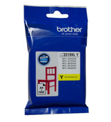 Brother LC3319XL yellow ink cartridge packaging with product details and brand logo displayed prominently.