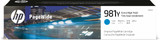 Genuine HP 981Y Cyan Pagewide Ink Cartridge, HP branding and product packaging clearly visible.