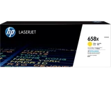 HP 658X Yellow Toner Cartridge box, high yield, LaserJet printer, HP brand, yellow color.